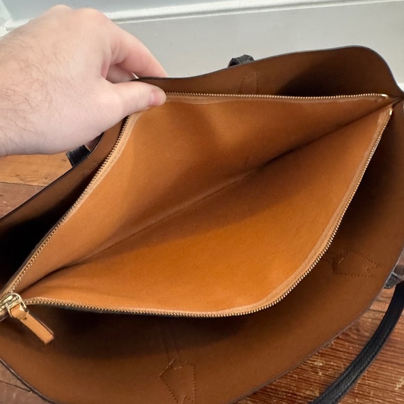 Tory Burch Black Perry Medium Leather Tote Bag 3 Compartment - Picture 8 of 13